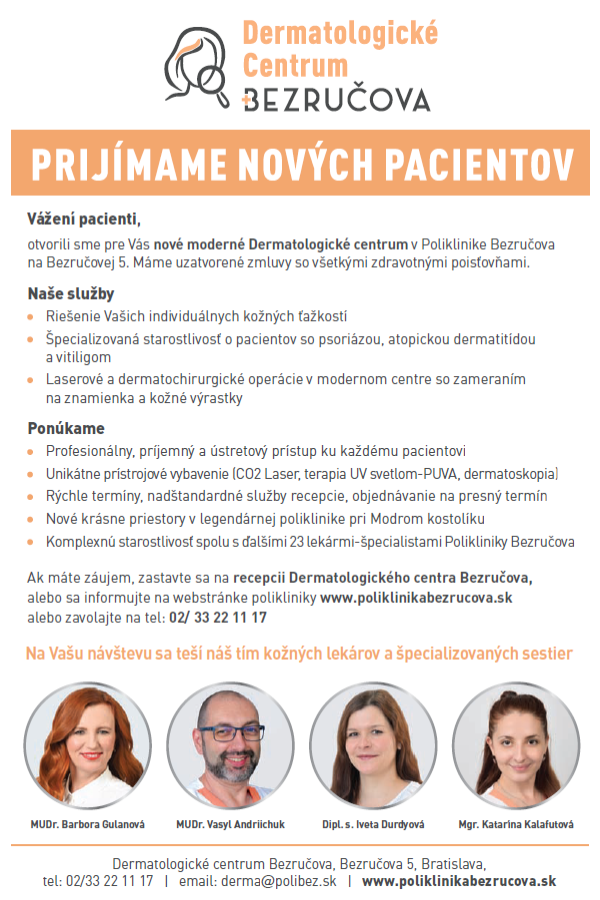 Prijímame nových pacientov - Dermatologické centrum