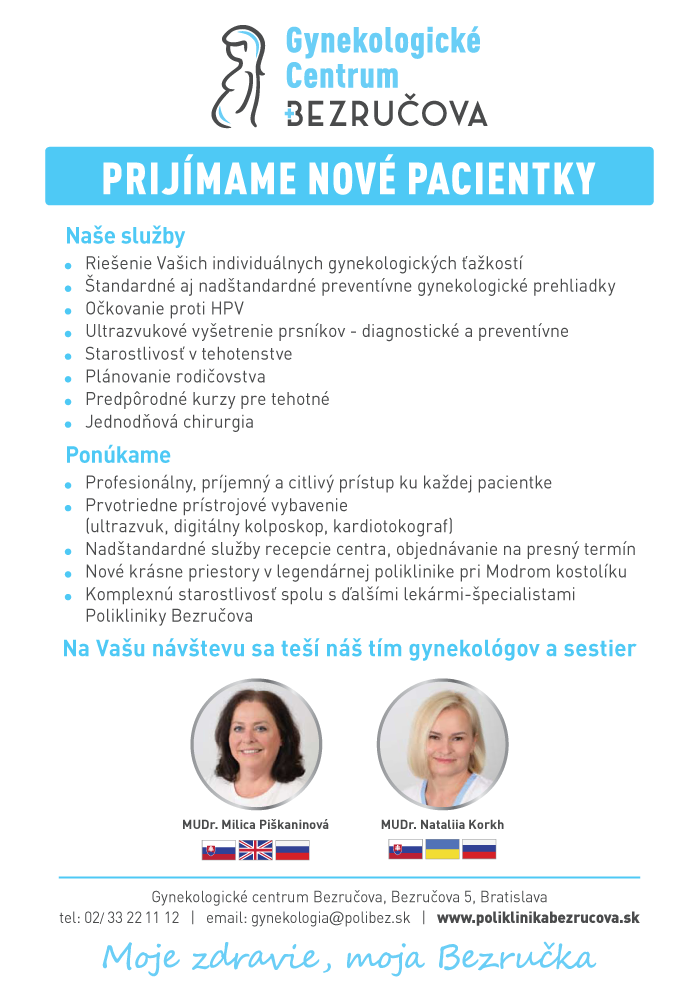 Gynekologické centrum - prijímame nové pacientky